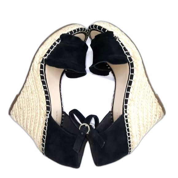 Marc Fisher Kickoff Black Suede Wedge Heeled Espadrilles Size 8.5 - Picture 5 of 8